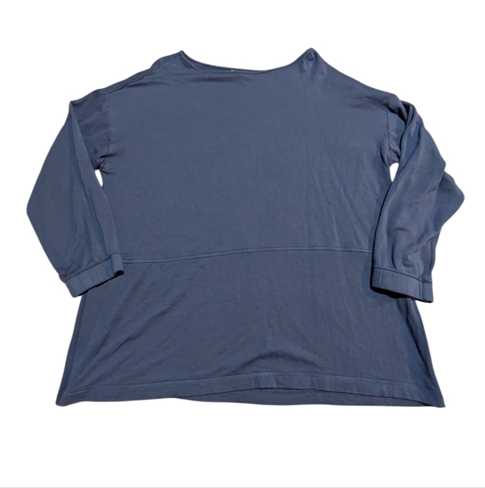 J Jill Top 2X Blue Crewneck Tunic Comfy Neutral Stretch